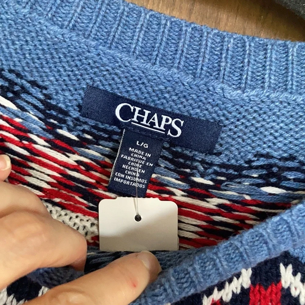 Chaps long sleeve sweater with fair isle like print L - Picture 7 of 14
